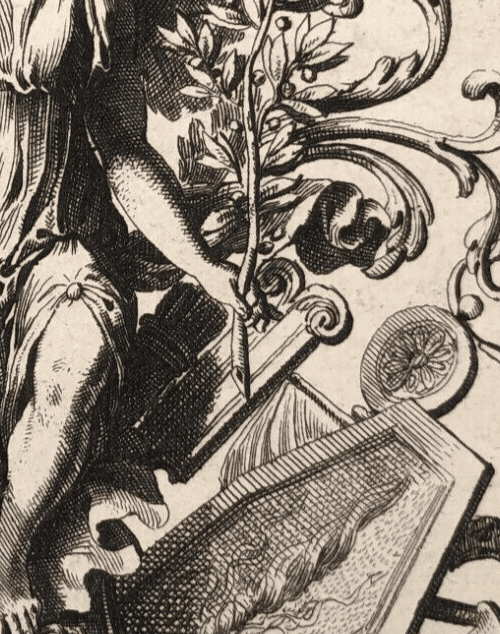 Antique Original Etching Jean Le Pautre (1618–1682) Angel, Trumpet, Ornament image 5