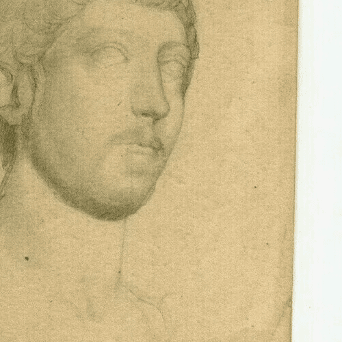 Antique Pencil Original Drawing Man Sculpture Portrait Artwork image 4