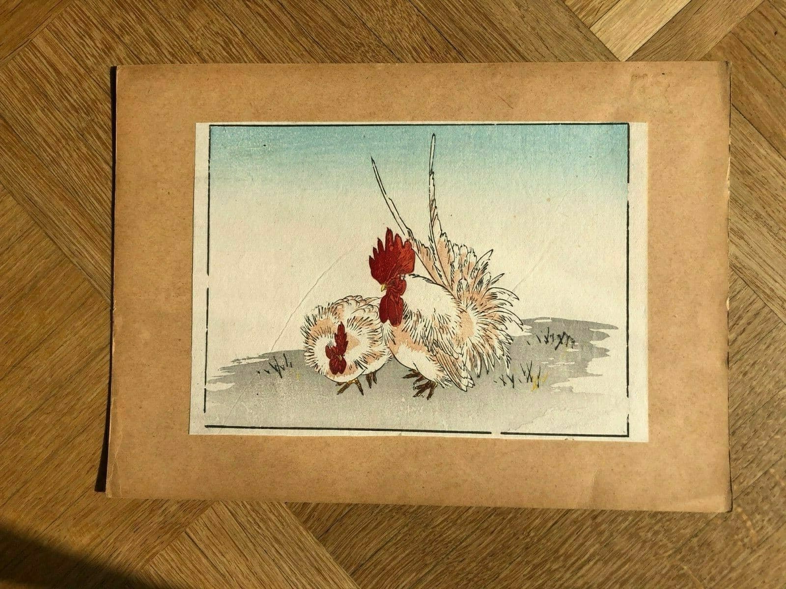 Japanese Woodprint Rooster Animal c. 1890 image 2