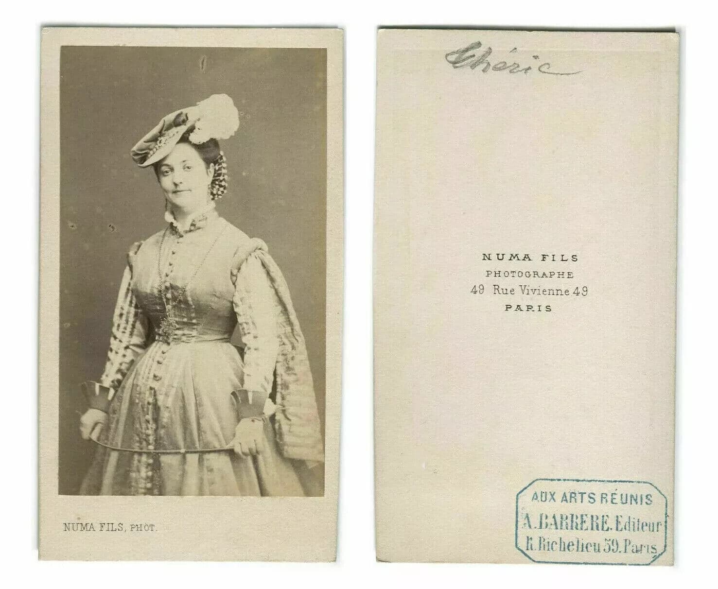 CDV Vintage Photographs NUMA FILS - Alice Theric, Opera Actress c. 1864 image 3