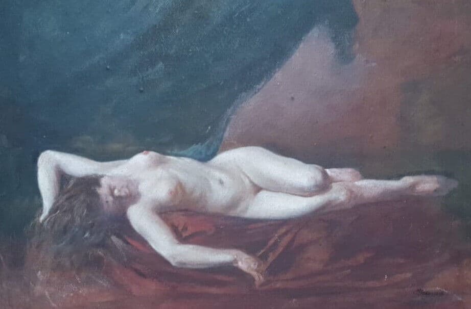Antique Original Painting Nude Woman by Charles Joseph BEAUVERIE (1839-1924) image 1