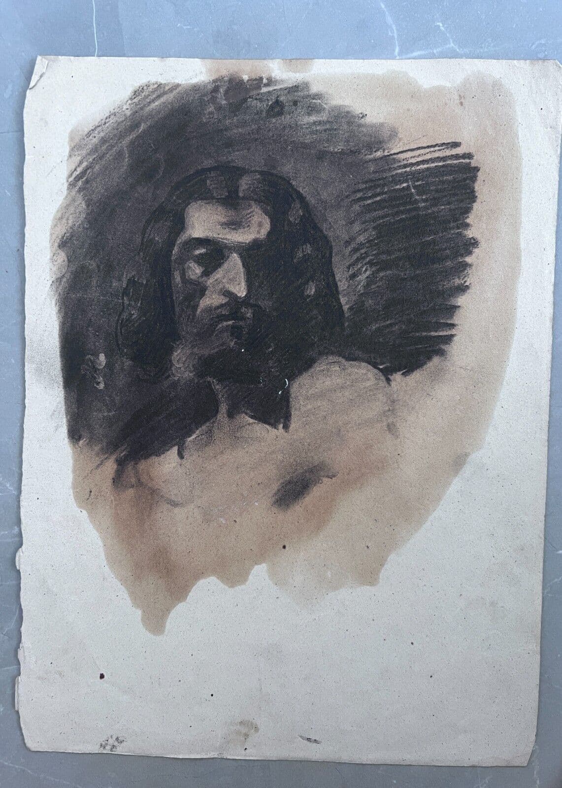 Antique Original Drawing 19th century Man Portrait image 6