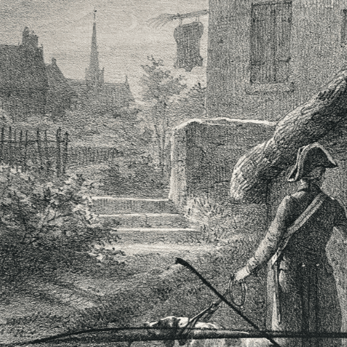 Antique Etching Original Man, Military, Dog, Landscape, House, Epreuve Refused image 4