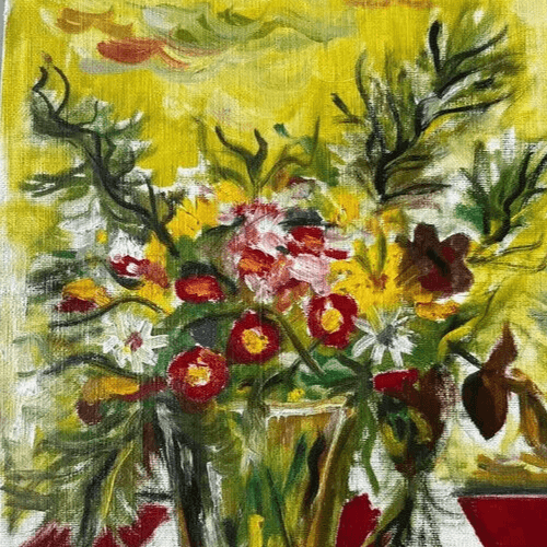 Antique Original Oil Painting Signed Still Life Flowers Bouquet Floral image 4