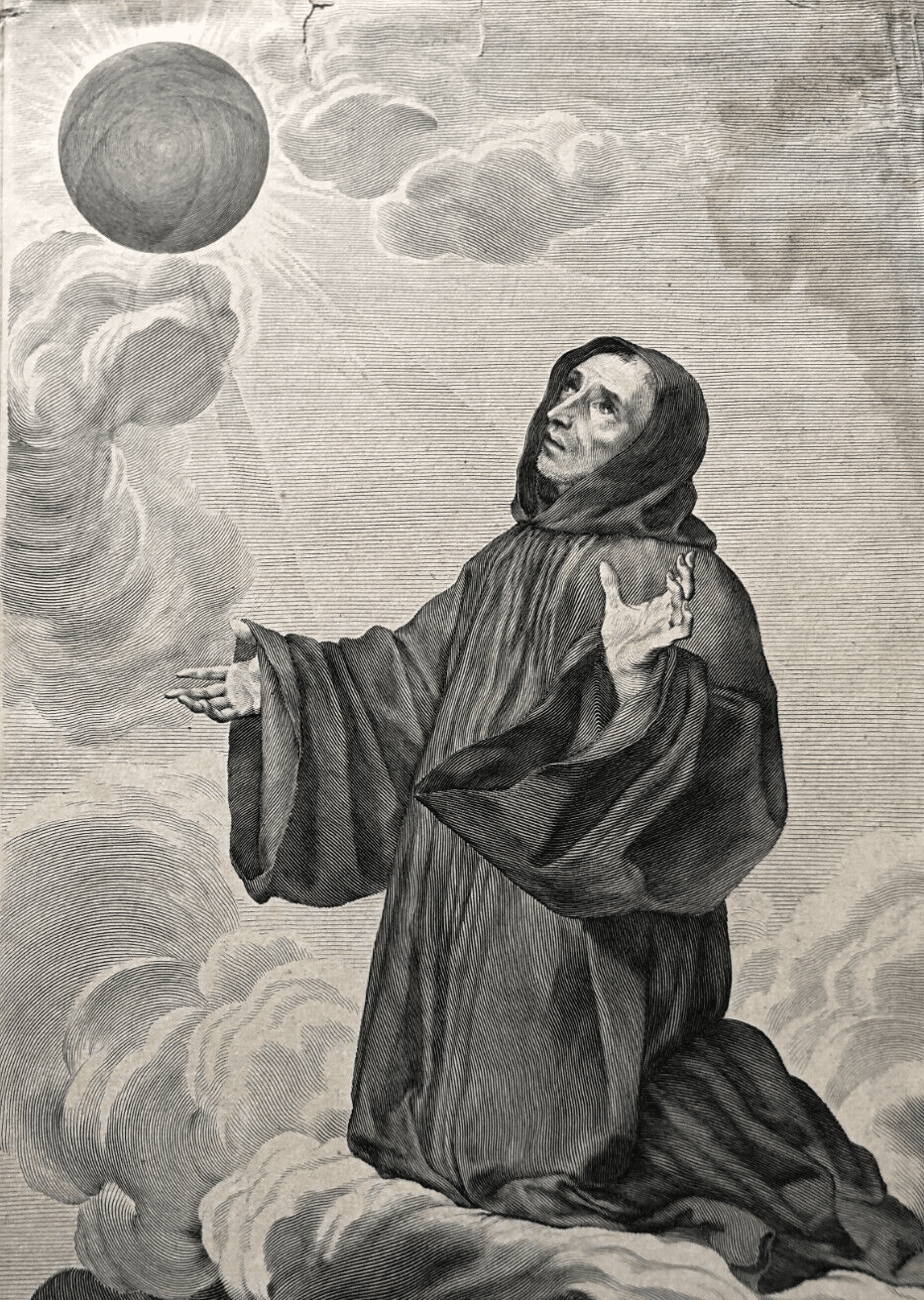 Old Vintage Etching Claude MELLAN (1598-1688) Saint Benoit