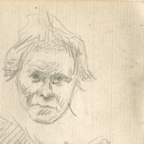 Vintage Pencil Original Drawing Theater Figures Portraits image 3