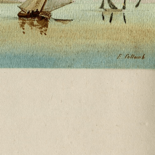 Antique Drawing Old Original Collomb Landscape Minte Nuovo, Hill of the Baya Cat image 6