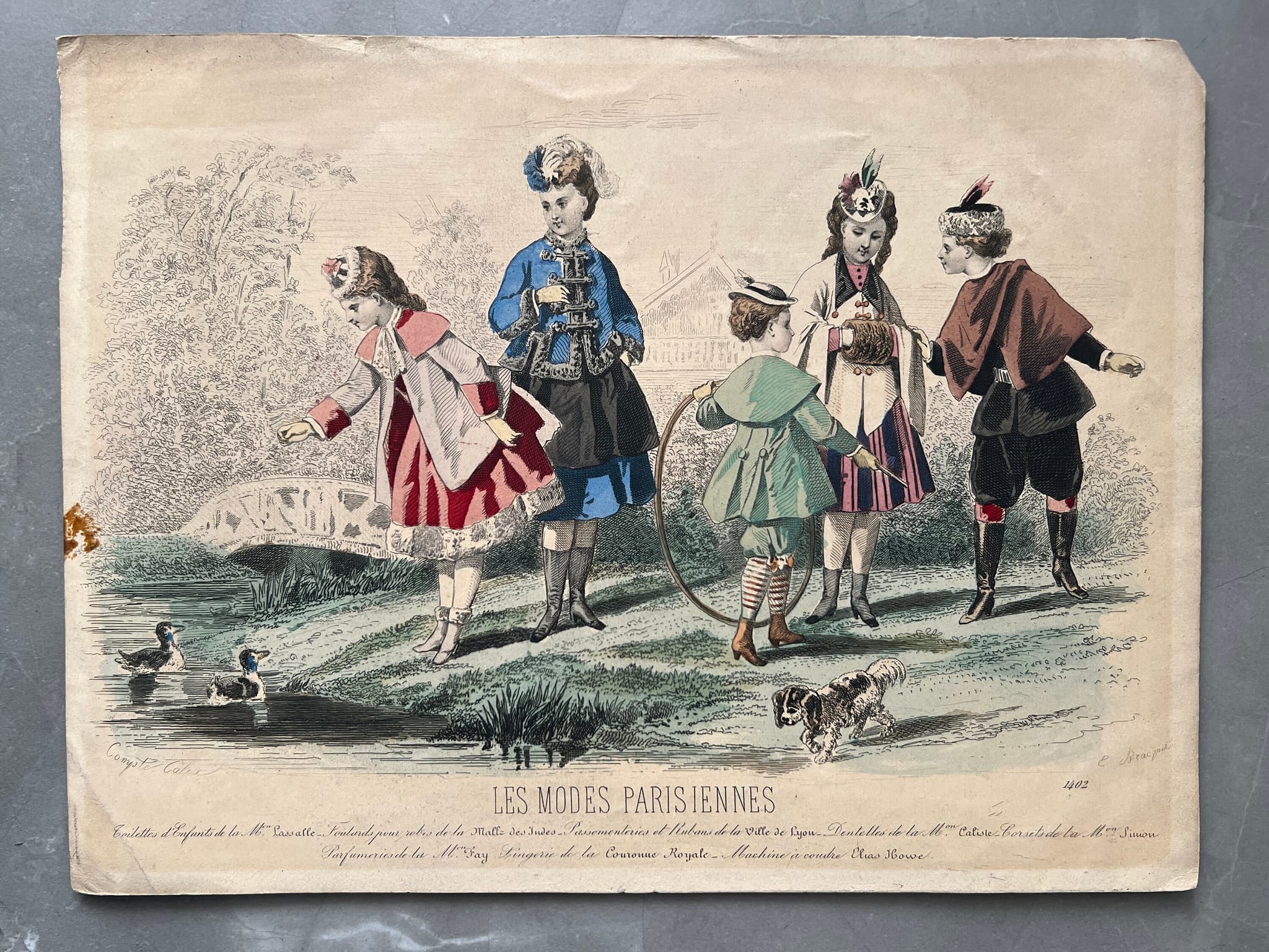 Antique French Fashion Plate - "Les Modes Parisiennes" - 19th Century Children's image 2