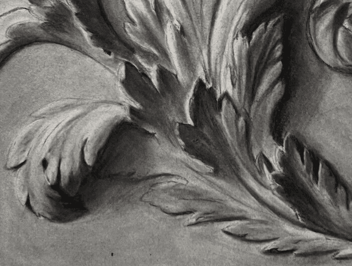 Antique Drawing Charcoal Original Flowers, Floral, Plant Floral image 4