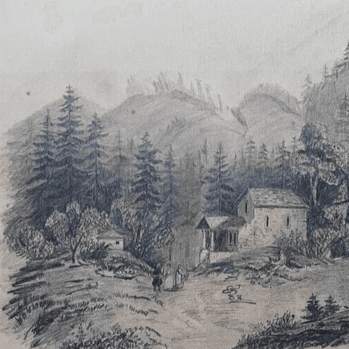 Antique Original 19th century Drawing Landscape Casalibus Grande Chartreuse image 4