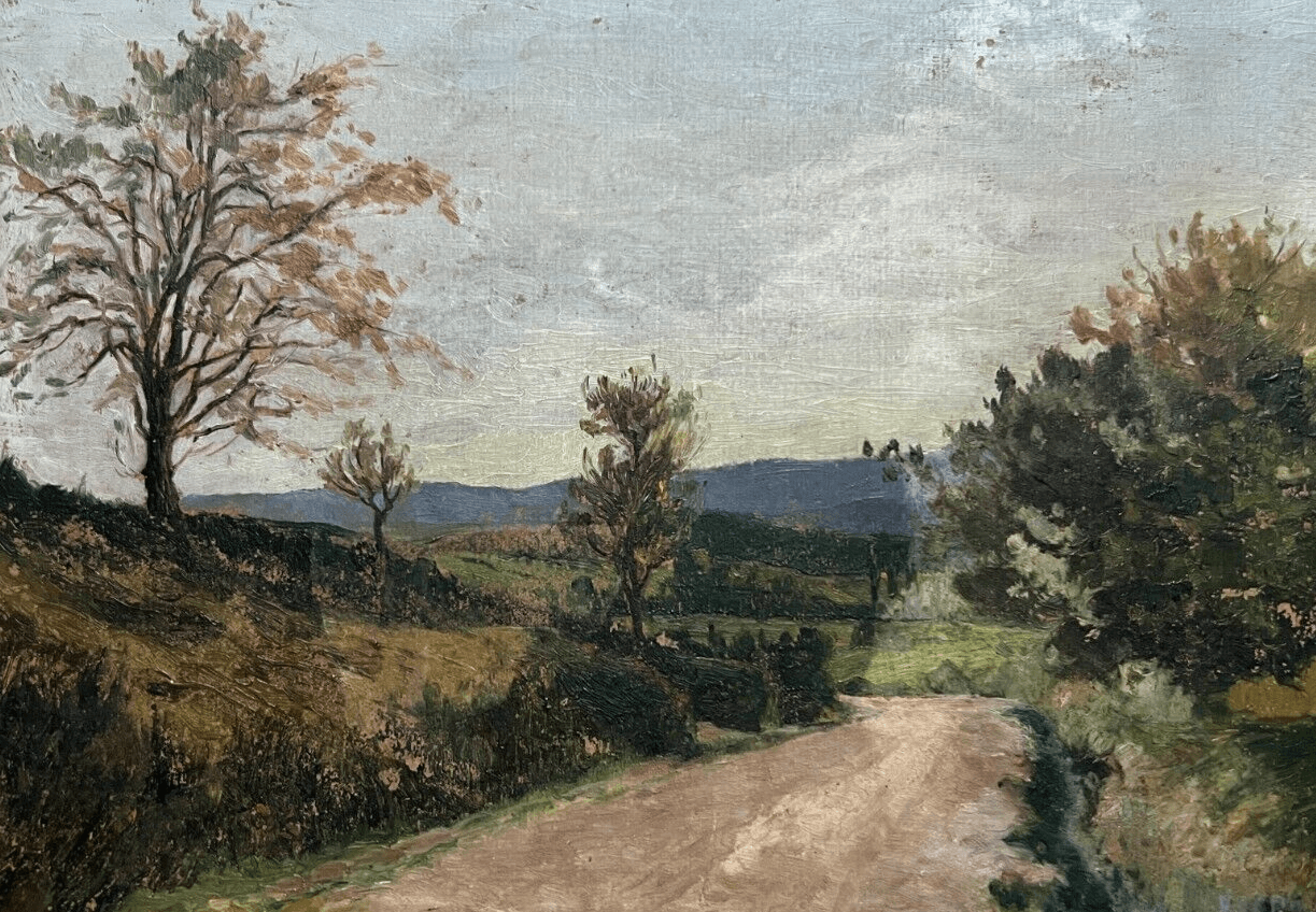Antique Original Painting Landscape, Forest, Trees image 1