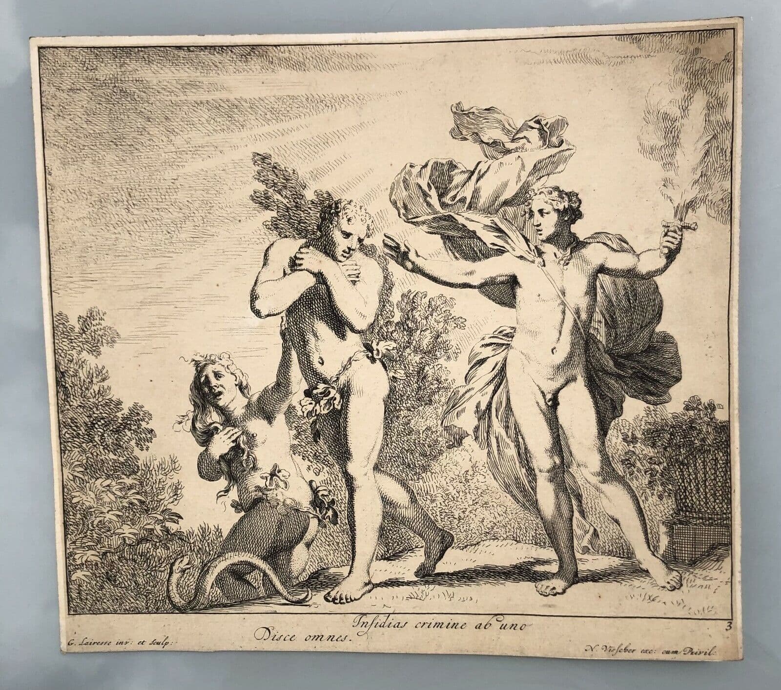 Gérard DE LAIRESSE (1641-1711) Expulsion of Adam and Eve Etching image 2