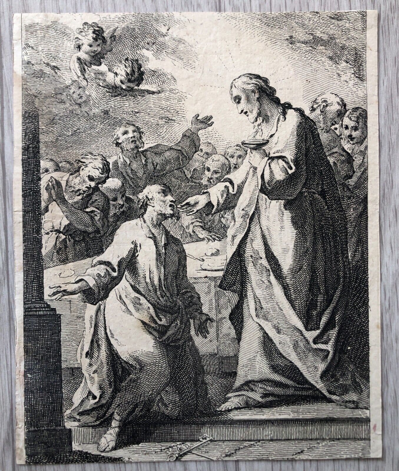 Joseph WAGNER (1706-1780) Christ, Religious Scene, Angels Etching image 2