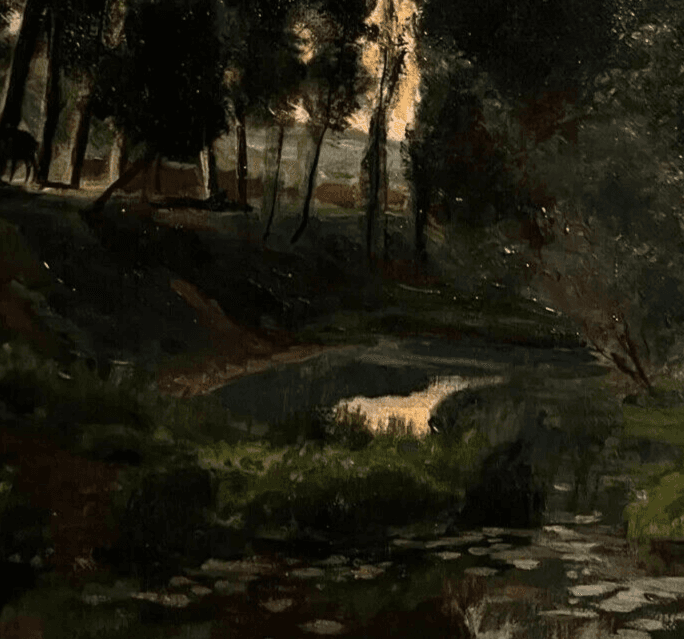 Antique Painting Original Landscape, Forest, Trees signed HAREUX image 4