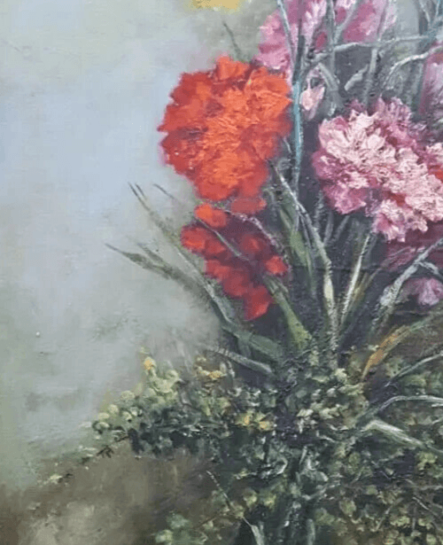 Antique Oil Painting Original Still Life Bouquet of Flowers signed French image 3