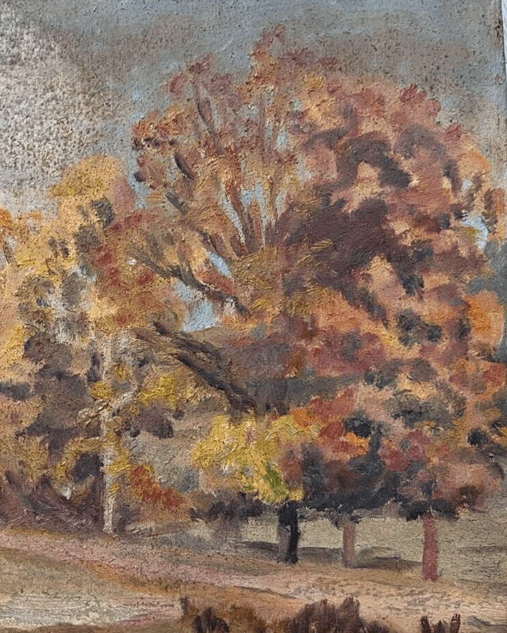 Vintage Oil Original Painting Landscape Forest Trees image 3