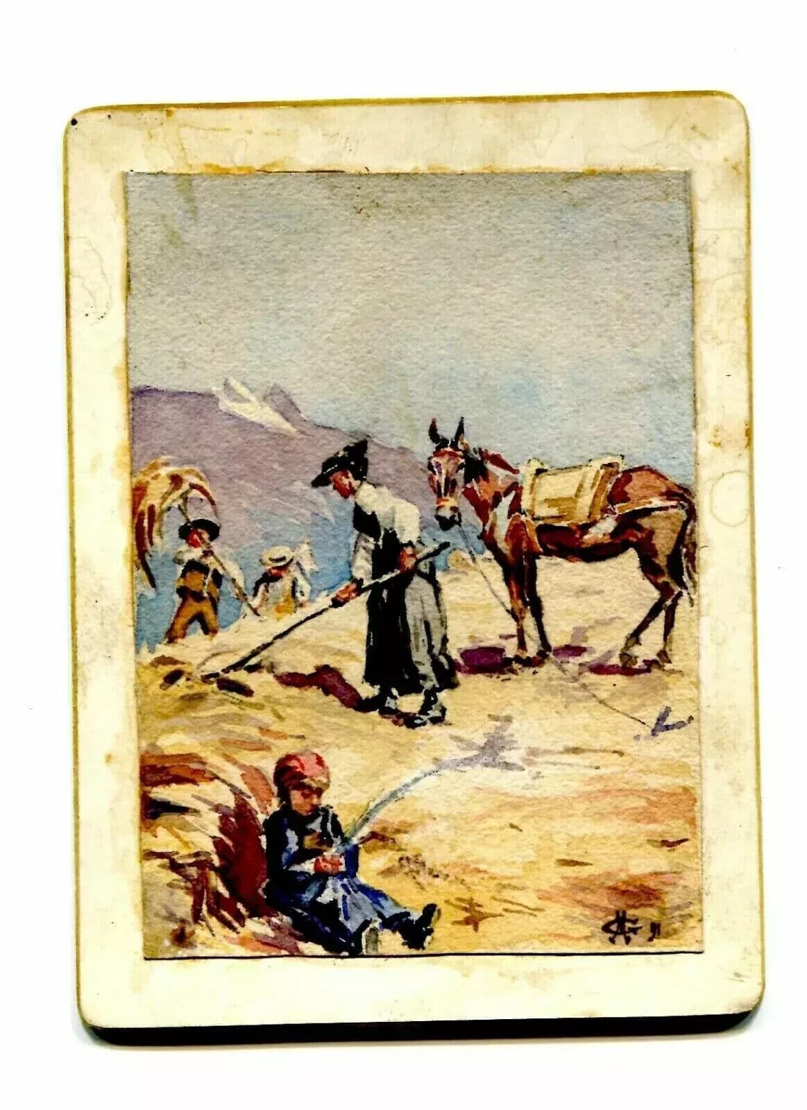 Antique Original Drawing signed George MANSON (1850-1876) Peasants Figures image 5