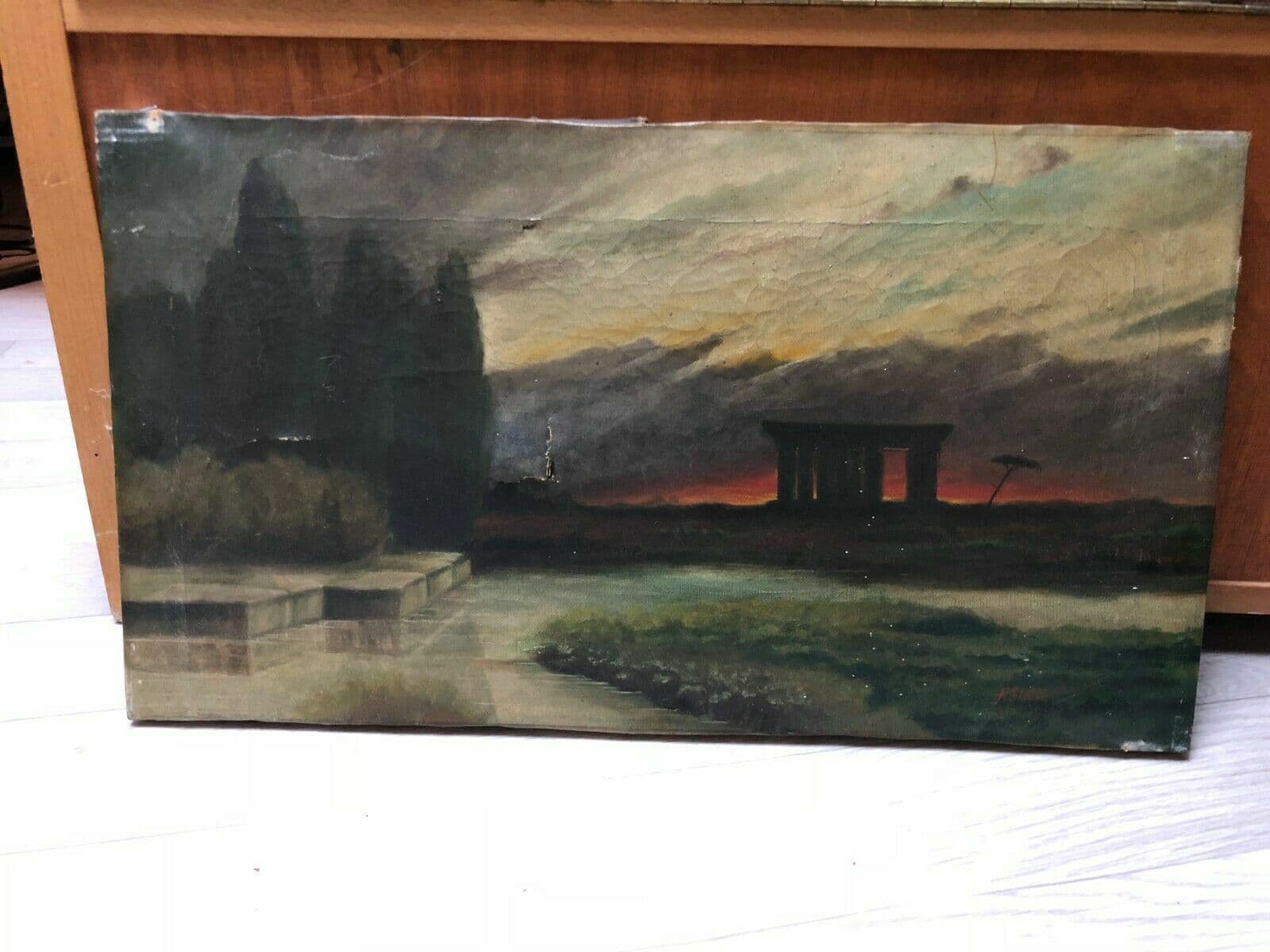 Painting Acropolis Romantic Landscape Sunset image 1