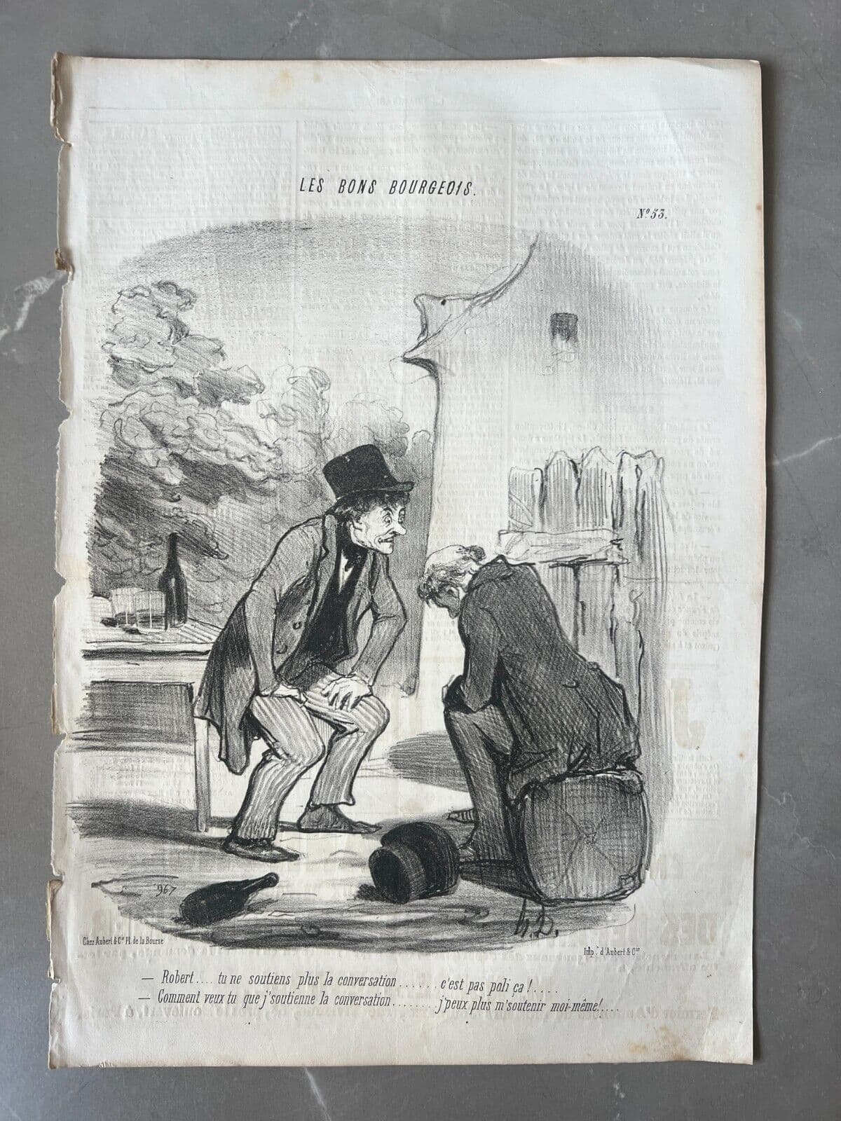 Antique Print 19th century Daumier, Les bons bourgeois, Conversations image 2