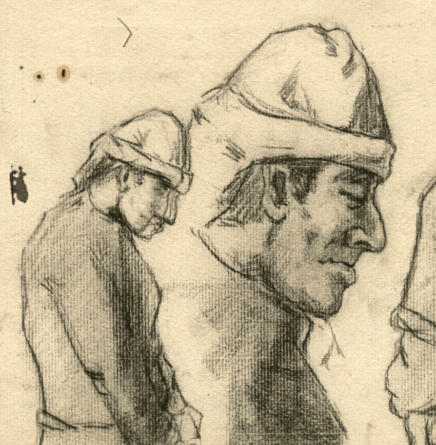 Vintage Pencil Original Old Drawing Man Profil Portrait Sketch Artwork