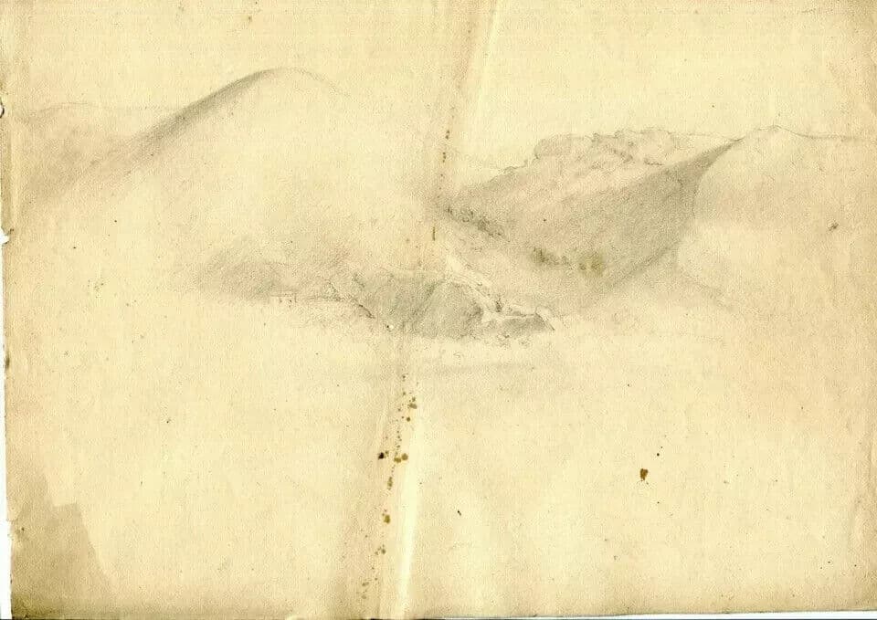 Antique Original Pencil Drawing 19th century Mountain Sketches Artwork image 6