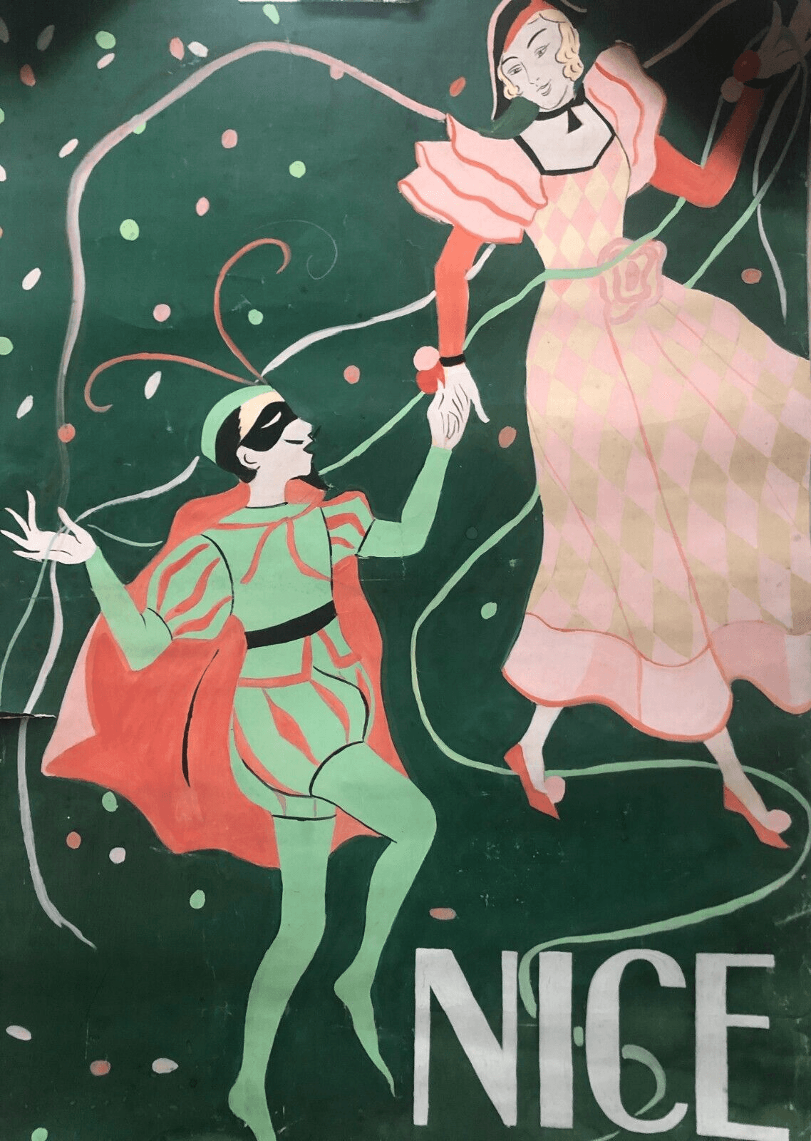 Vintage Gouache Antique Drawing Poster Project Carnaval de Nice, Festival image 1