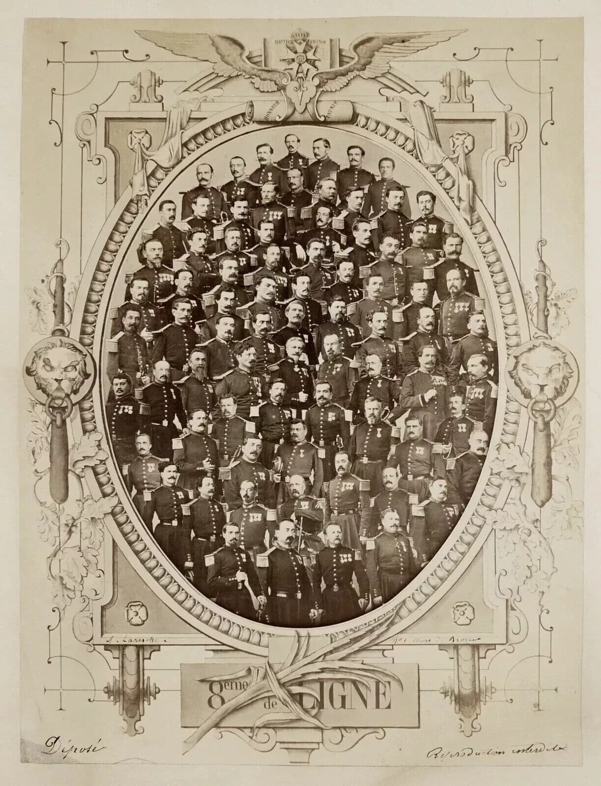 Vintage Photographs Auguste LARESCHE (XIX) Mosaique d'officiers Français c. 1880 image 2