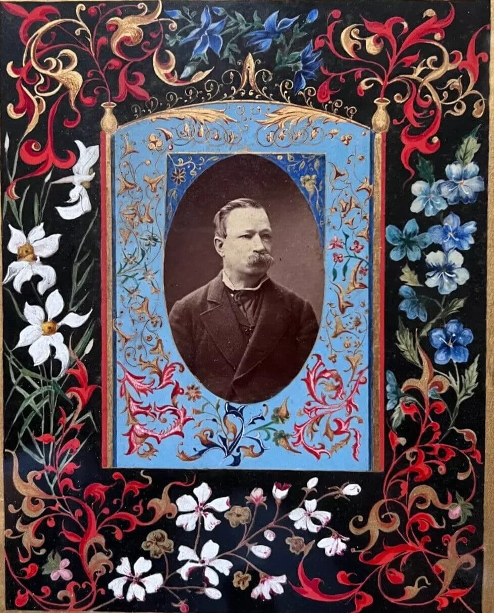 CDV Photograph Man Portrait 19th century Floral signed image 5