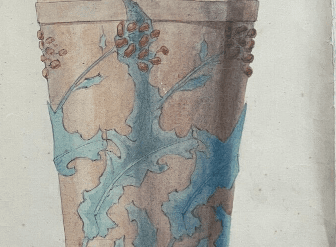 Antique Architecture Original Drawing Architecture, Vase signed image 4
