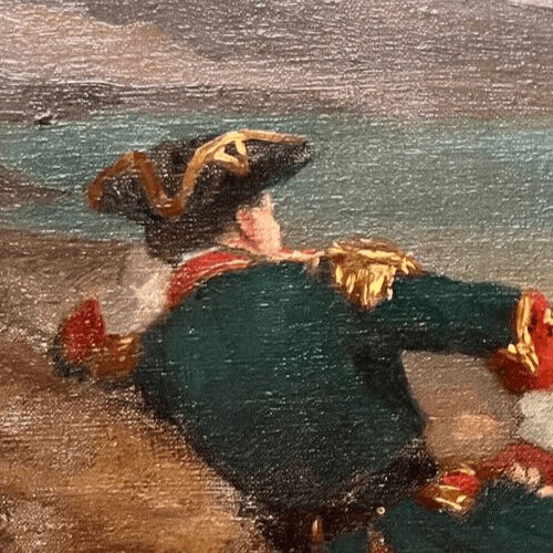 Antique Painting Original Landscape, Sea, Military image 3