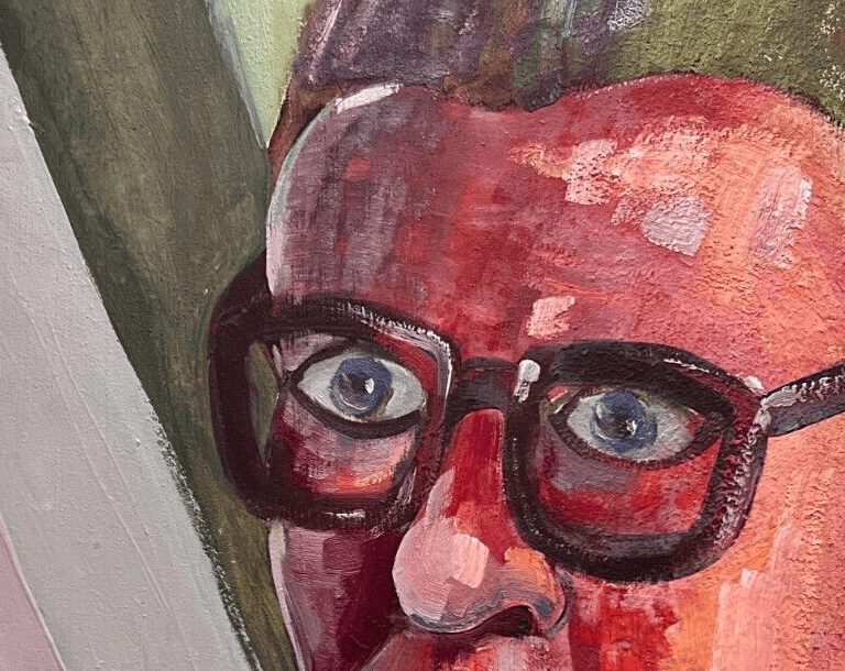 Antique Original Painting Red Man Portrait with Pipe image 3