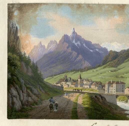 Antique Drawing 19th century Mountain Landscape Mont-Denis Village Lans-le-Bourg image 4