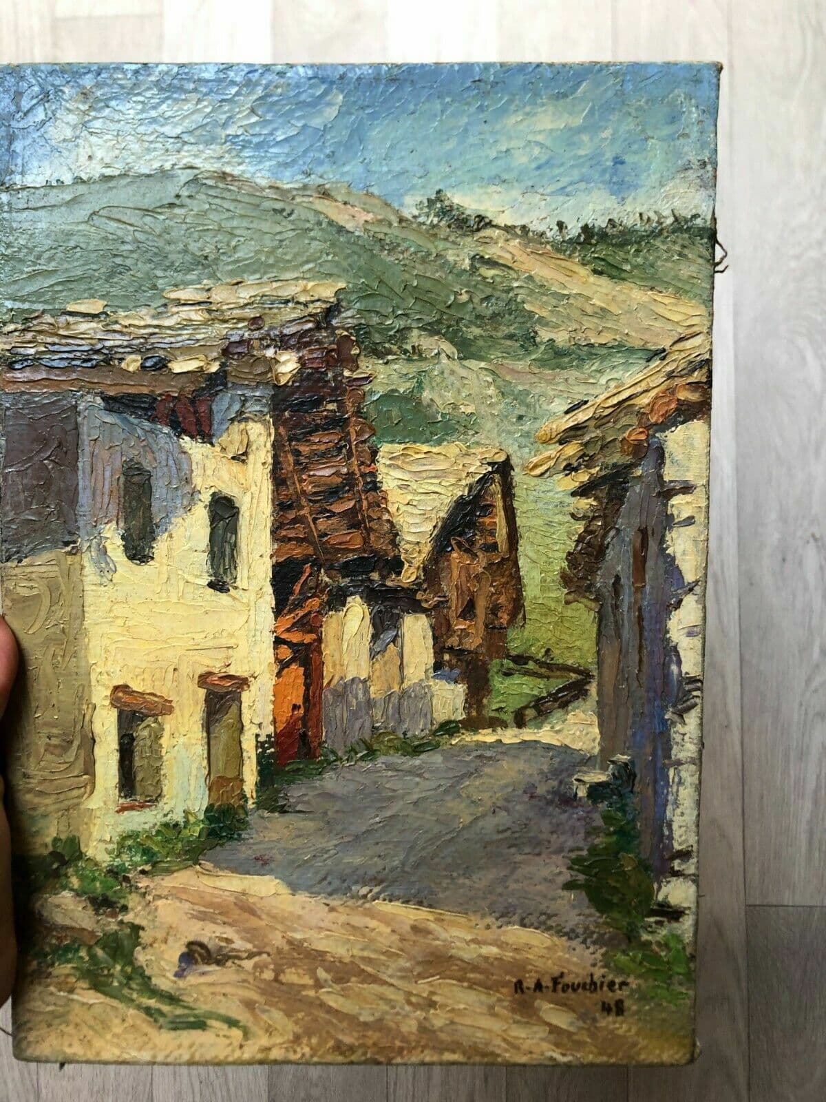 Painting Landscape Mountain Village and Chalets image 2