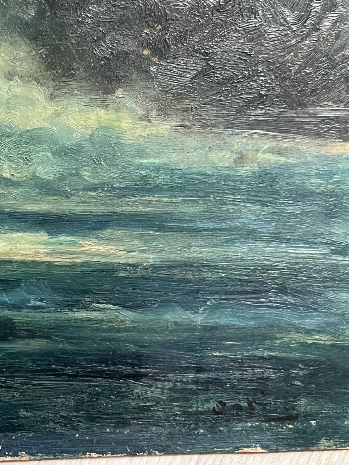 Antique Original Painting Seaview Landscape, Seascape signed image 2