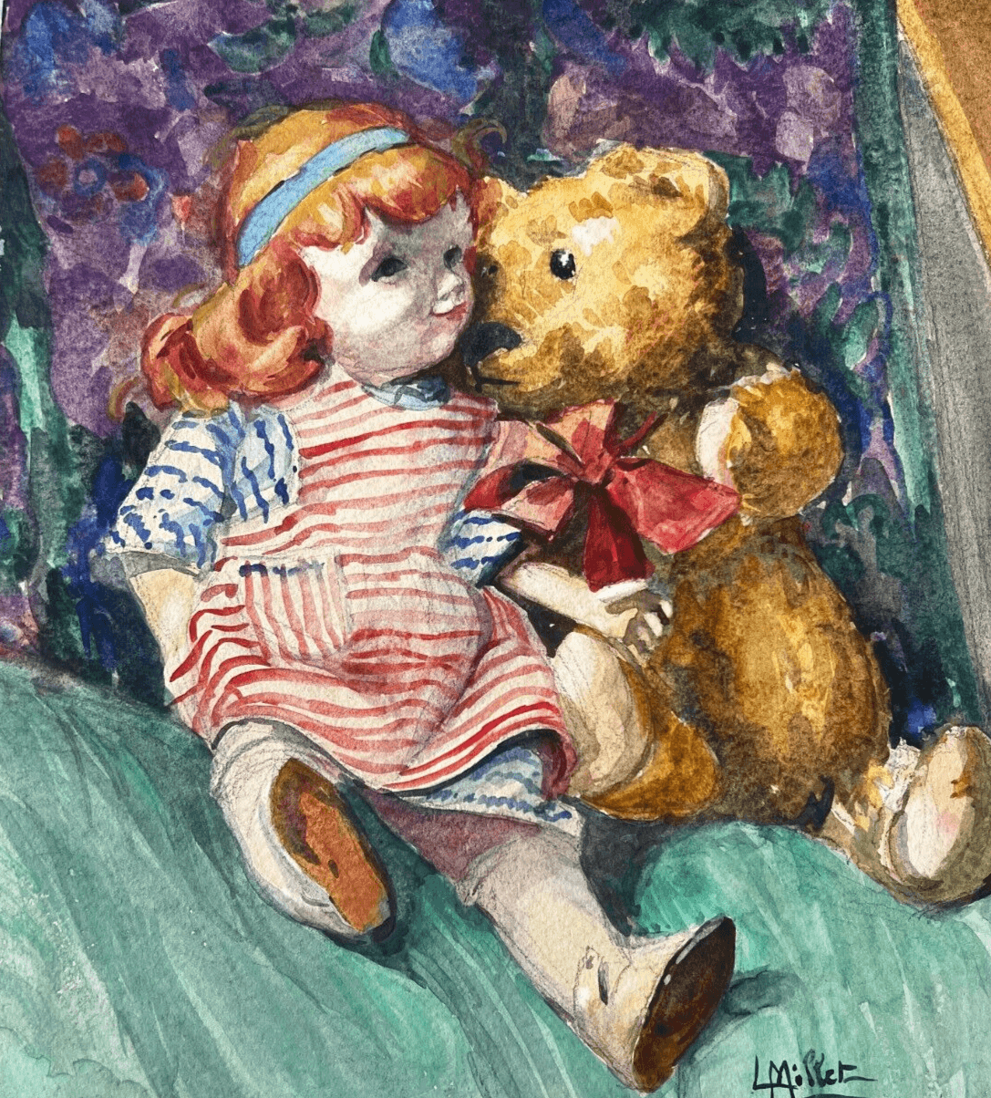 Drawing Signed Doll and Bear