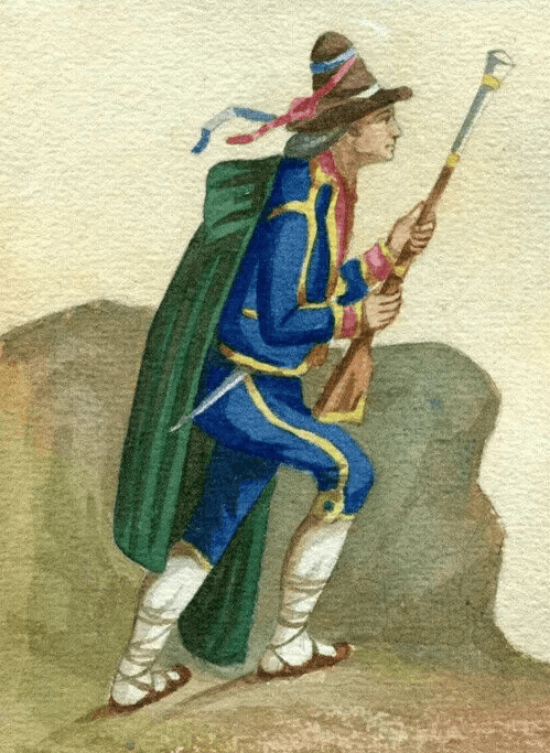 Antique Drawing 19th century Original Italian Hunter, Chasseur Alpin image 1
