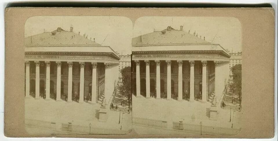 Vintage Stereoview - Stock Option Paris - Ledot editeur - Albumen c. 1860 image 4