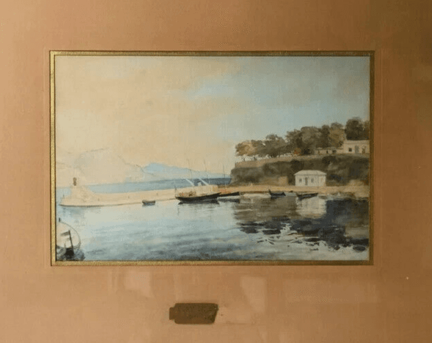 Vintage Drawing Original Maritime Landscape Boats, Salon Tuileries 1936 Signed image 2