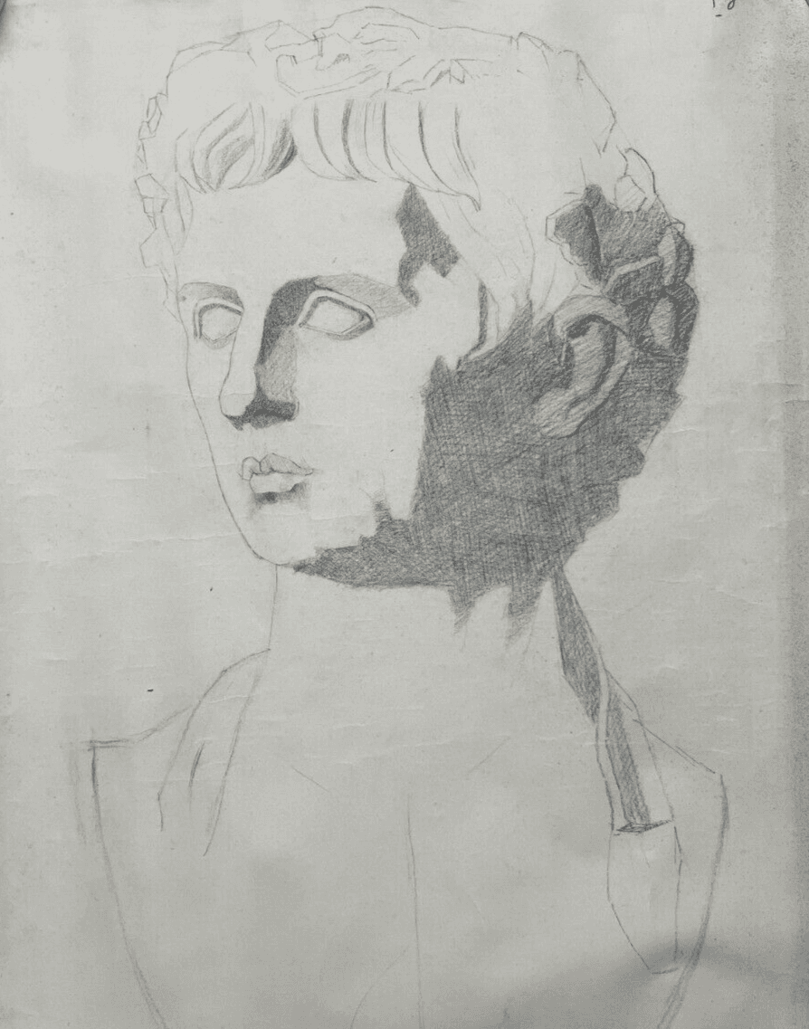 Antique Original Drawing Man, Portrait, Sculpture, Profil image 1