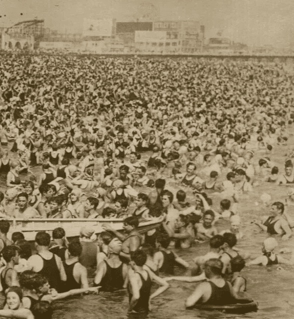 Vintage Photography Original Crowd at Sea 1920' image 5