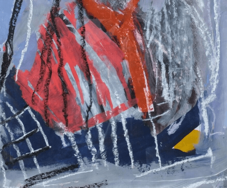 Antique Oil Drawing Abstract Art SERVAIS Anny, Fernand Labori image 4