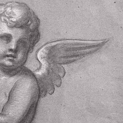 Original Original Antique Pencil 18th century Drawing Nude Angel image 4