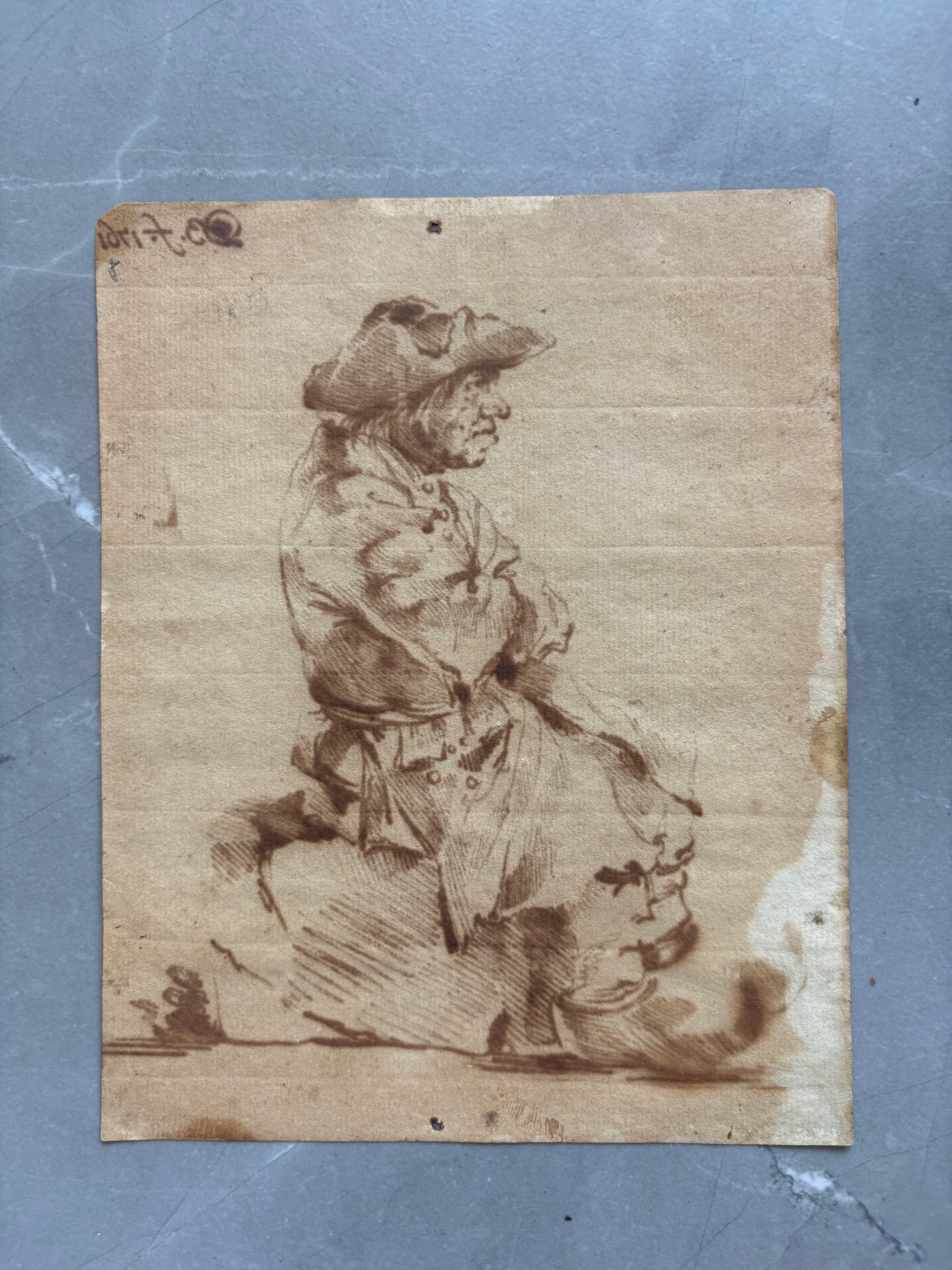 DE BOISSIEU (1736-1810) attrib. Pesant Man Portrait Drawing image 2