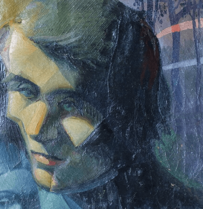 Antique Oil on canvas Painting Women Portrait Cubist Abstract signed image 3