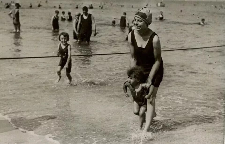 Vintage Photography Original Mother and Son at the Beach image 3
