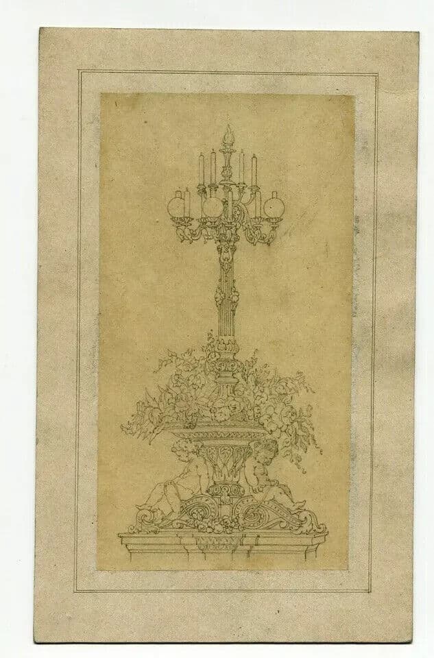 Antique Pencil Original Drawing 19th century Sculpture, Fruits image 5