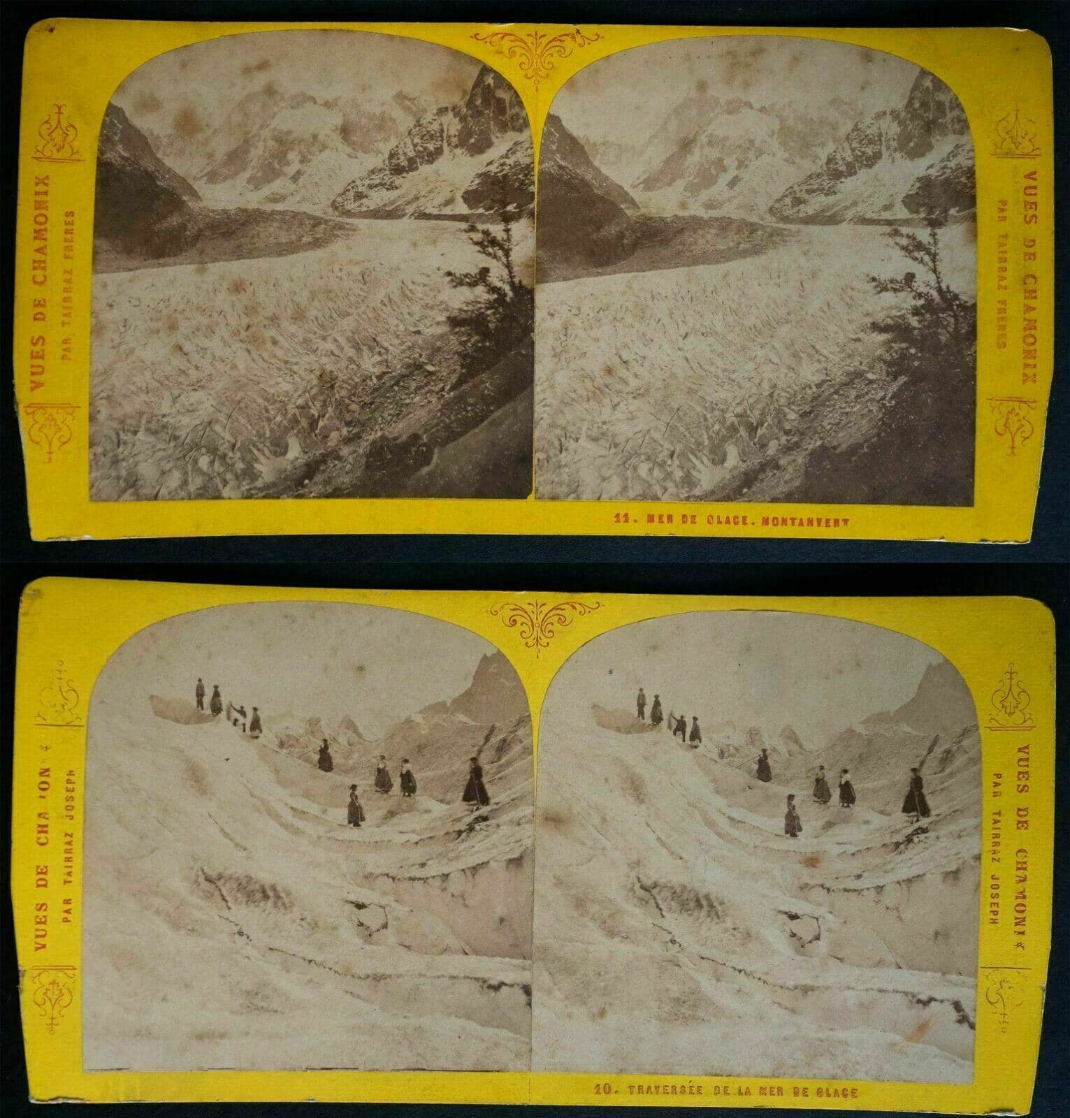 Vintage Photographs Stereoview J. TAIRRAZ x 13 Views of Chamonix 1865 image 6
