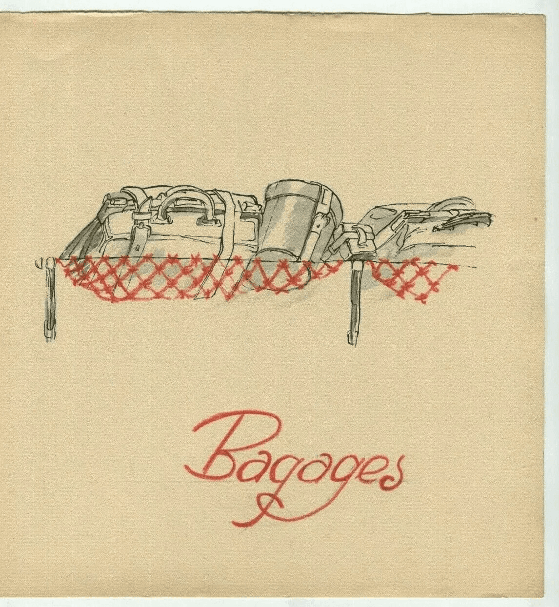 Vintage Ink Drawing Suitcase, Bag, Luggage, Object, Train, Travel, Still Life image 4