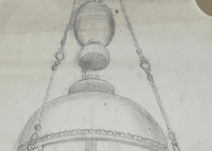 Antique Architecture Drawing Original Light, Lamp, Decoration Architectural image 3