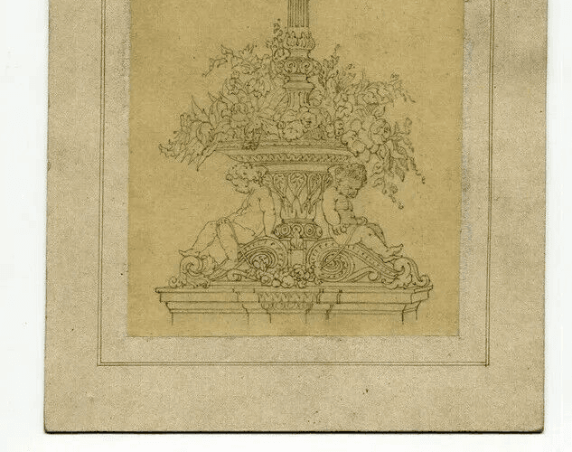 Antique Pencil Original Drawing 19th century Sculpture, Fruits image 4